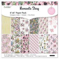 Romantic Story Scrapbook Paper Pack. 12 Sheets of 15.2x15.2cm Heavyweight Paper Pad F07M2-3 AC230312-06