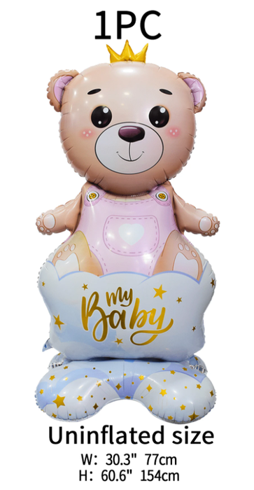 Bear with a Crown Girl. Standing Foil Balloon Decoration F07M1-3