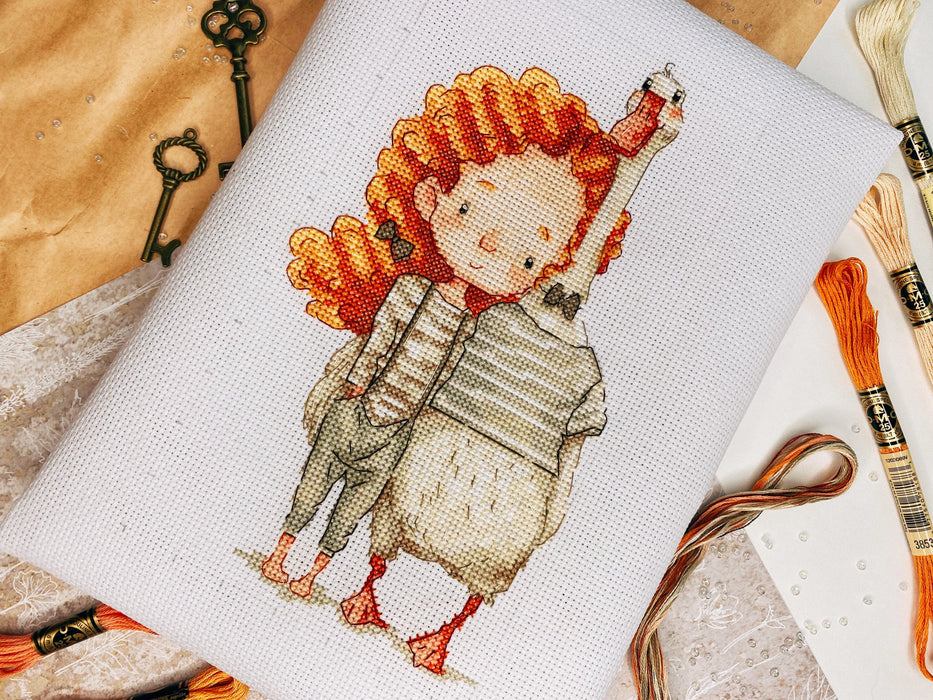 Girl and Goose - PDF Cross Stitch Pattern