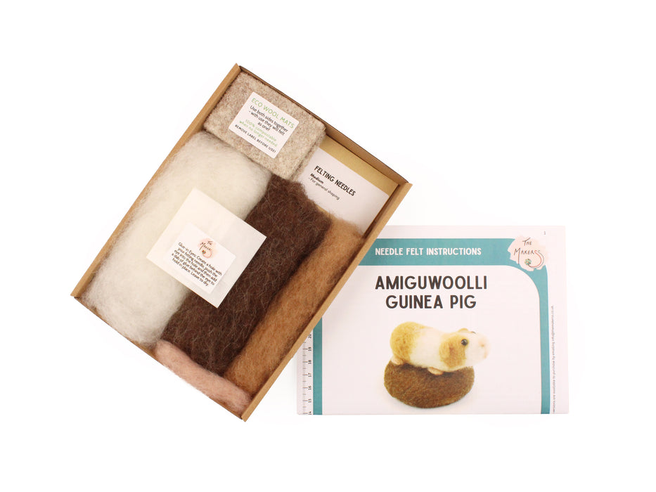 Felting Kit - Tiny Guinea Pig Needle Felt Kit. Amiguwoolli