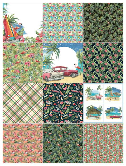 Tropical Holiday Scrapbook Paper Pack. 12 Sheets of 15.2x15.2cm Heavyweight Paper Pad F07M2-3 AC230314-06