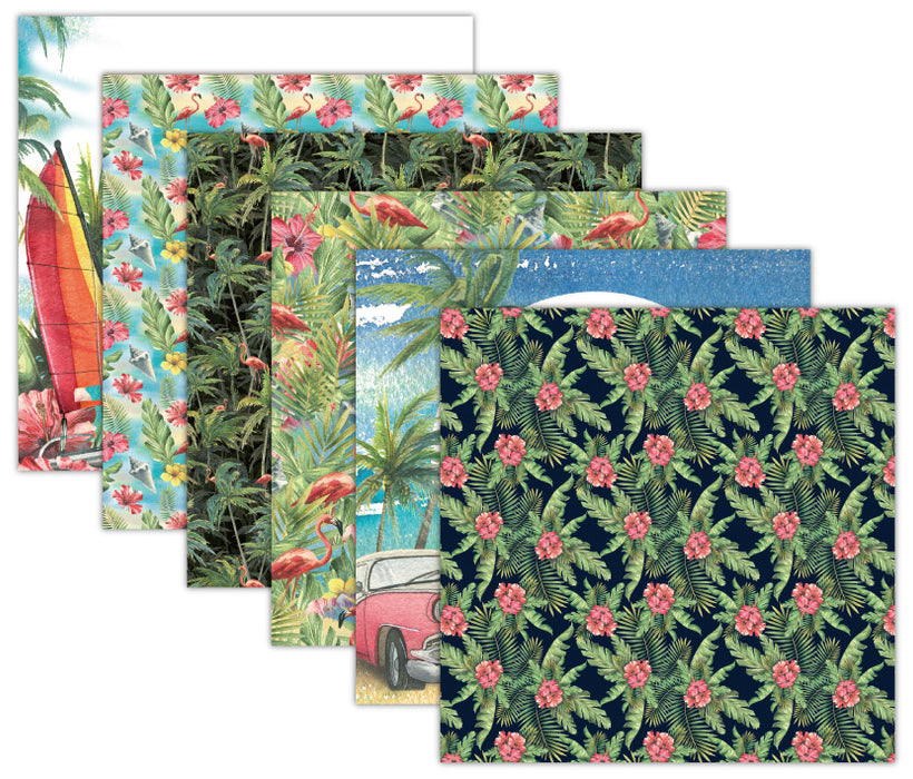 Tropical Holiday Scrapbook Paper Pack. 12 Sheets of 15.2x15.2cm Heavyweight Paper Pad F07M2-3 AC230314-06