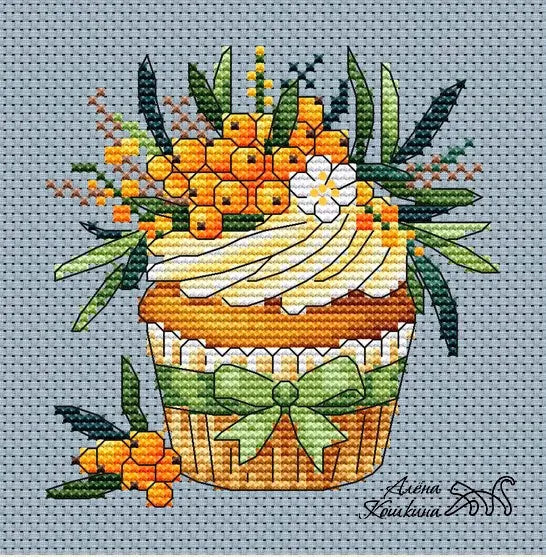 Cake. Sea buckthorn- PDF Cross Stitch Pattern