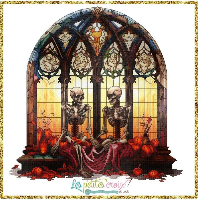 Love squeletton window - PDF Cross Stitch Pattern