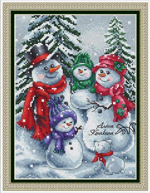 Snowman's family - PDF Cross Stitch Pattern