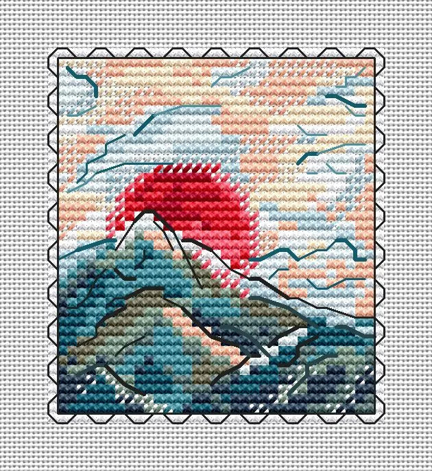 Stamp. Mountains - PDF Cross Stitch Pattern