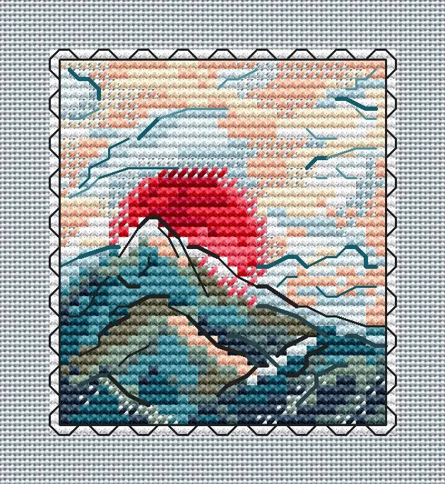 Stamp. Mountains - PDF Cross Stitch Pattern