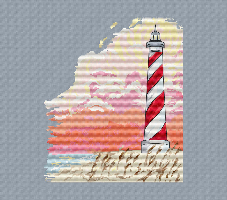 Pink Lighthouse - PDF Cross Stitch Pattern