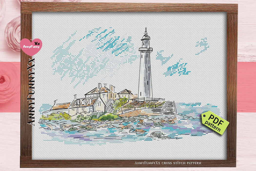 White Lighthouse - PDF Cross Stitch Pattern