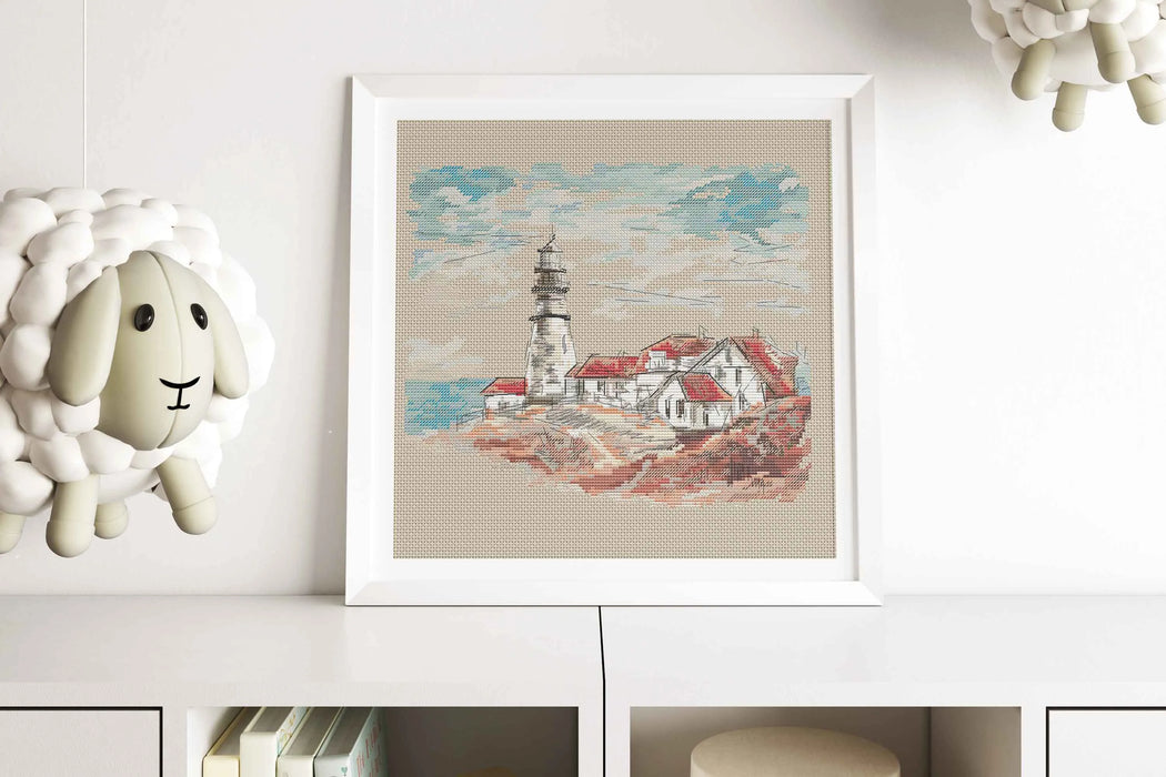 Old Lighthouse in the Village - PDF Cross Stitch Pattern