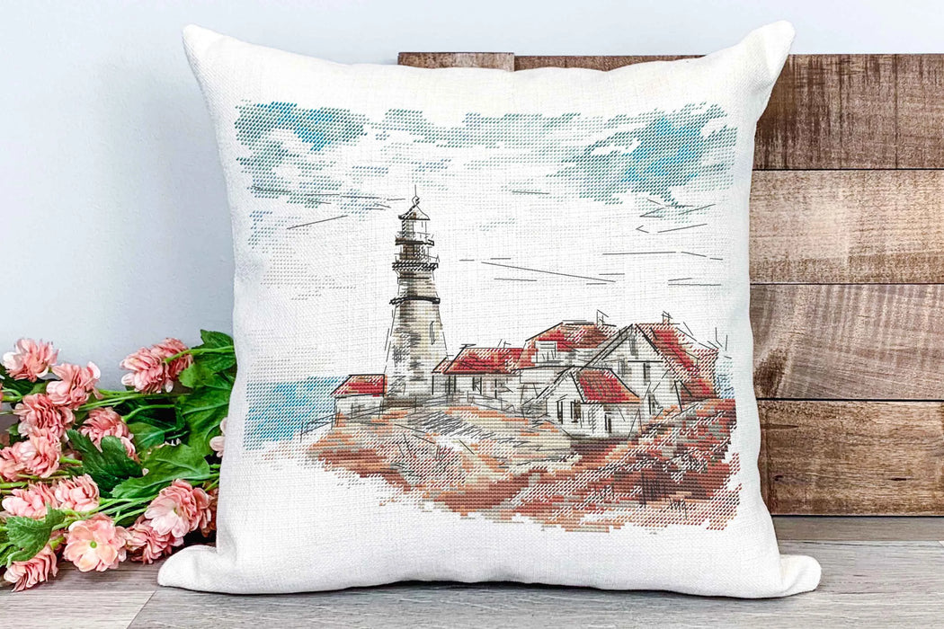 Old Lighthouse in the Village - PDF Cross Stitch Pattern