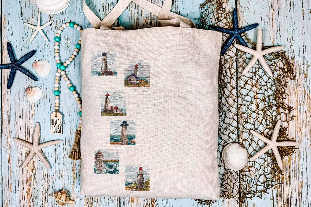 Mini Stamp Series. Set of 6 Mini Lighthouses - PDF Cross Stitch Pattern