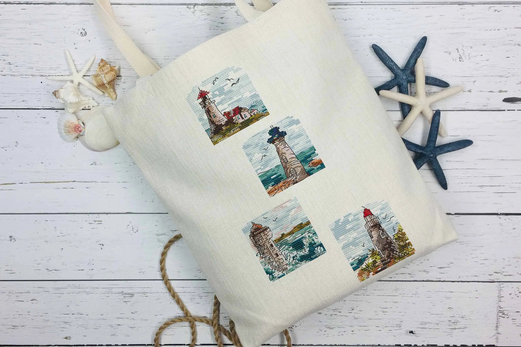 Mini Stamp Series. Set of 6 Mini Lighthouses - PDF Cross Stitch Pattern