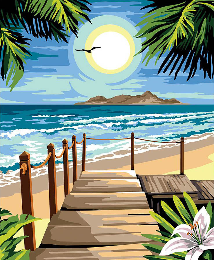 Needlepoint canvas for halfstitch without yarn The Pontoon Of The Islands MRC1345184 Margot de Paris Printed Tapestry Canvas