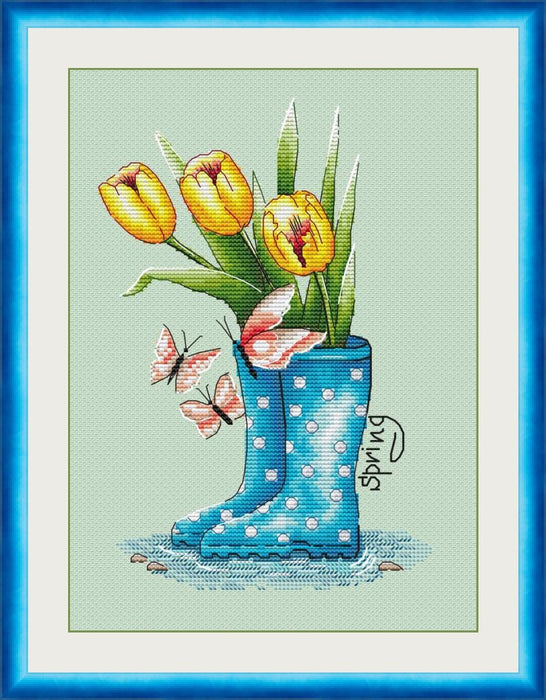 In the spring puddles - PDF Cross Stitch Pattern