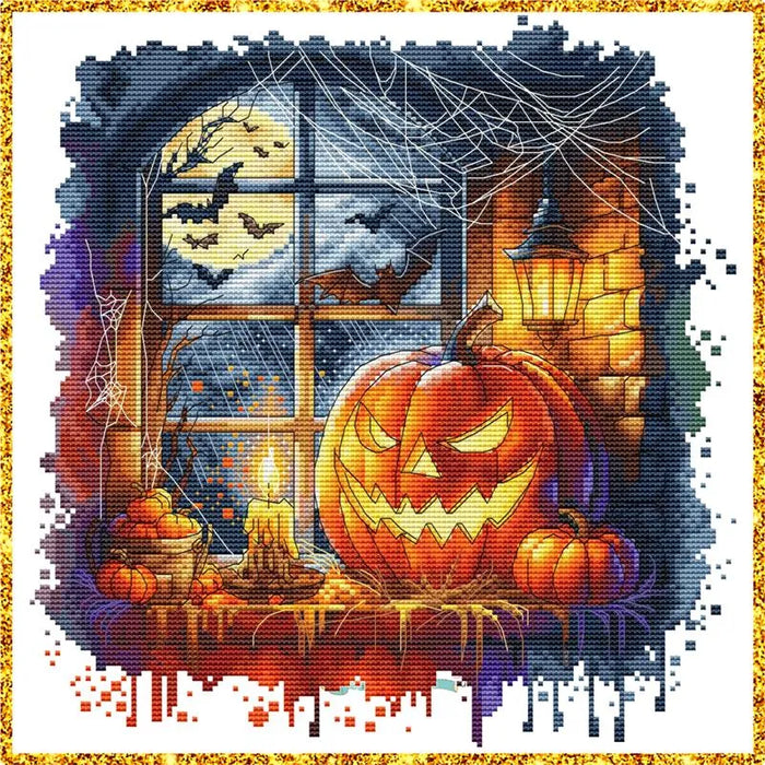 Pumpkin window - PDF Cross Stitch Pattern