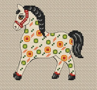Painted Horses. Dymkovo Style - PDF Cross Stitch Pattern