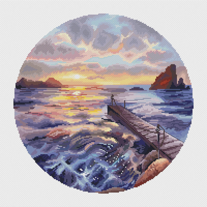 Pier on the sea - PDF Cross Stitch Pattern