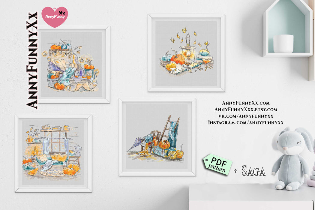 Autumn sketches. Window - PDF Cross Stitch Pattern