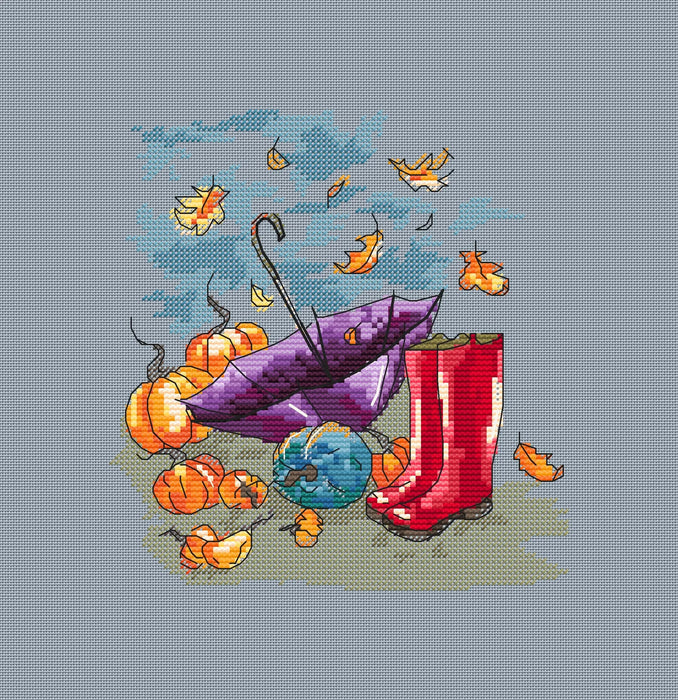 Autumn sketch. Red boots - PDF Cross Stitch Pattern