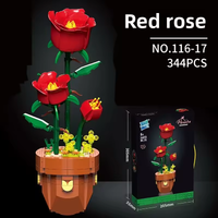 Flower Building Brick Kit - Red Rose by Wizardi F07N11-30-17(116)