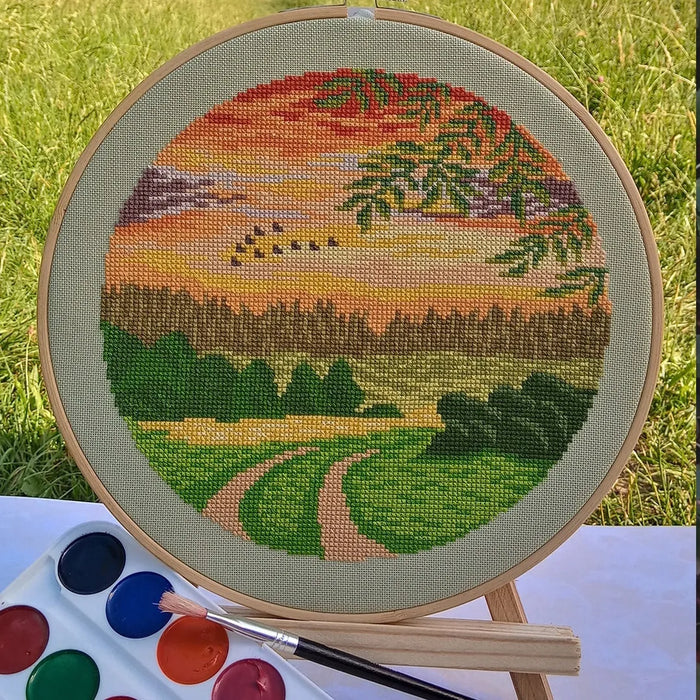 Round Landscapes. Landscape 7 - PDF Cross Stitch Pattern