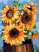 Needlepoint canvas for halfstitch without yarn The Barrel Canvas Sunflowers SE926.332 Seg De Paris Printed Tapestry Canvas