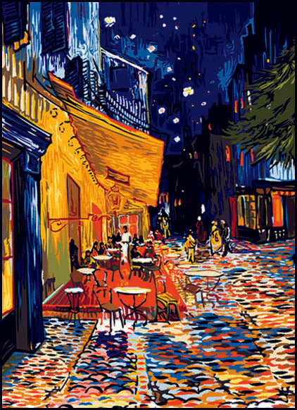 Needlepoint canvas for halfstitch without yarn Café Terrace - Van Gogh SE929.569 Seg De Paris Printed Tapestry Canvas