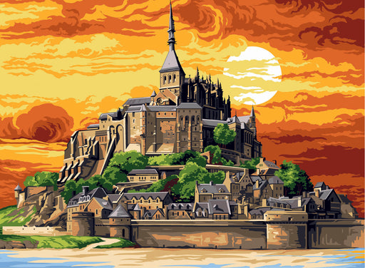 Needlepoint canvas for halfstitch without yarn Canvas Mont Saint Michel SE929.605 Seg De Paris Printed Tapestry Canvas