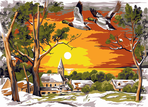 Needlepoint canvas for halfstitch without yarn The Melting Snow SE929.671 Seg De Paris Printed Tapestry Canvas