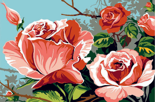 Needlepoint canvas for halfstitch without yarn Roses SEU928.339 Seg De Paris Printed Tapestry Canvas