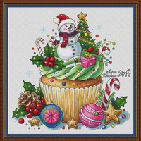 Snowman Cupcake - PDF Cross Stitch Pattern