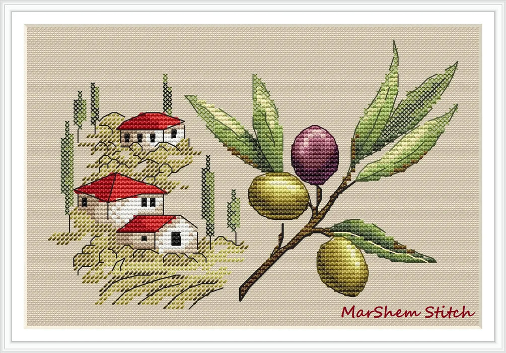 Sunny Olives - PDF Cross Stitch Pattern