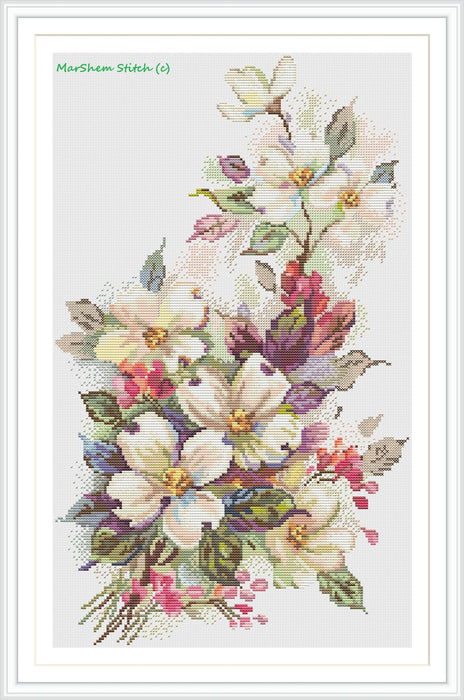 Tender flowers - PDF Cross Stitch Pattern