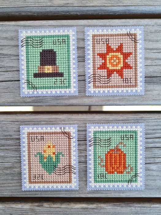 Thanksgiving postage stamps - PDF Cross Stitch Pattern