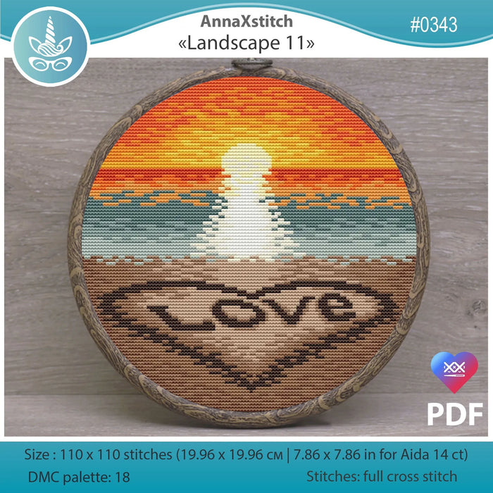 Round Landscapes. Landscape 11 - PDF Cross Stitch Pattern