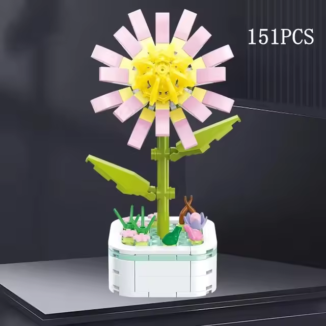 Gold Chrysanthemum Compositae Building Brick Potted Flower F07M9-9(103)-C7