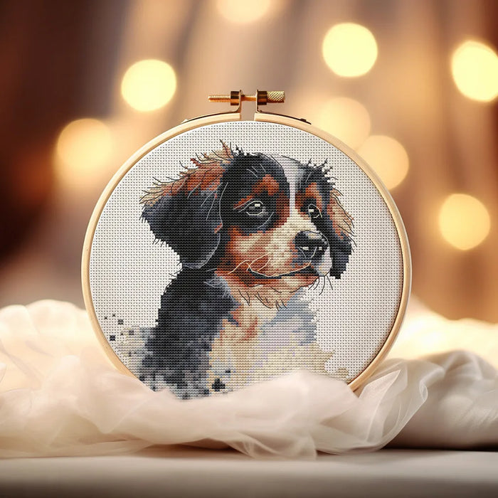 Watercolor Bernese Mountain Puppy - PDF Cross Stitch Pattern