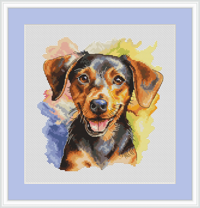 Watercolor Dachshund - PDF Cross Stitch Pattern