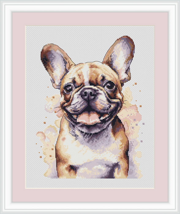 Watercolor Bulldog - PDF Cross Stitch Pattern