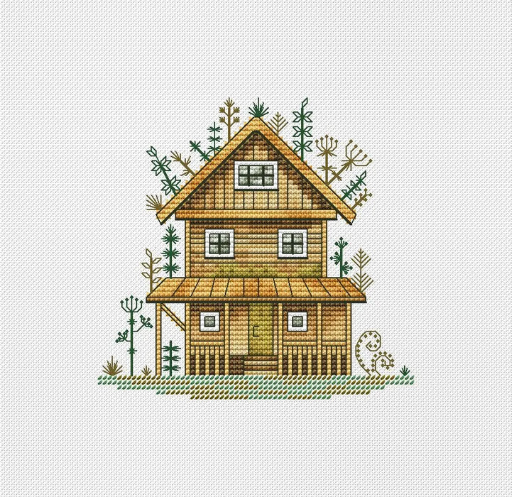 Watercolor house 2 - PDF Cross Stitch Pattern