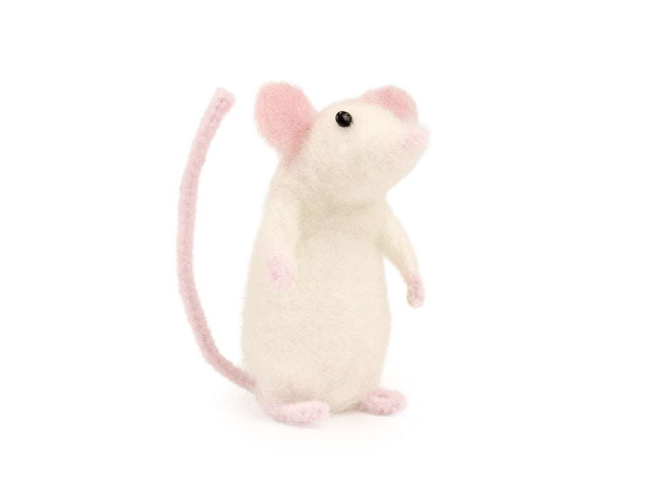 Felting Kit - White Mouse Needle Felt Kit