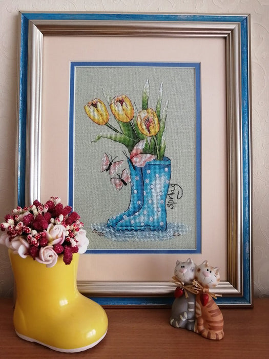 In the spring puddles - PDF Cross Stitch Pattern