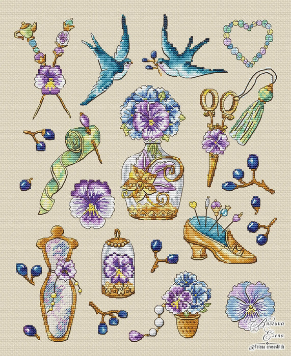 Violet Sampler - PDF Cross Stitch Pattern