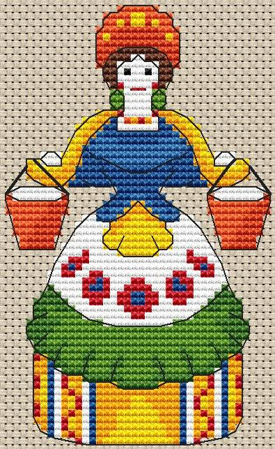 A Lady With A Spinning Wheel - PDF Cross Stitch Pattern - Wizardi