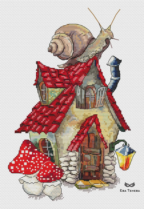 House with a snail - PDF Cross Stitch Pattern