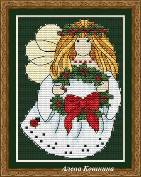 Angel & Wreath - PDF Cross Stitch Pattern - Wizardi