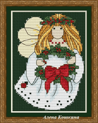 Angel & Wreath - PDF Cross Stitch Pattern - Wizardi