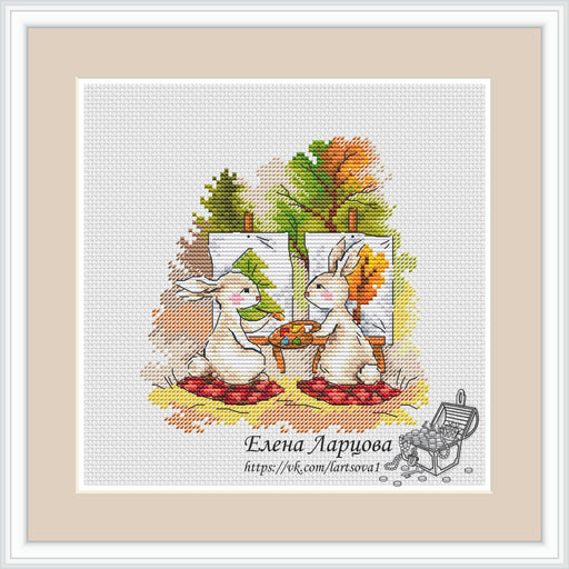 Autumn Bunnies. En Plein Air - PDF Cross Stitch Pattern - Wizardi