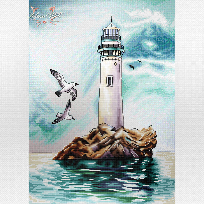 Azure lighthouse - PDF Cross Stitch Pattern - Wizardi